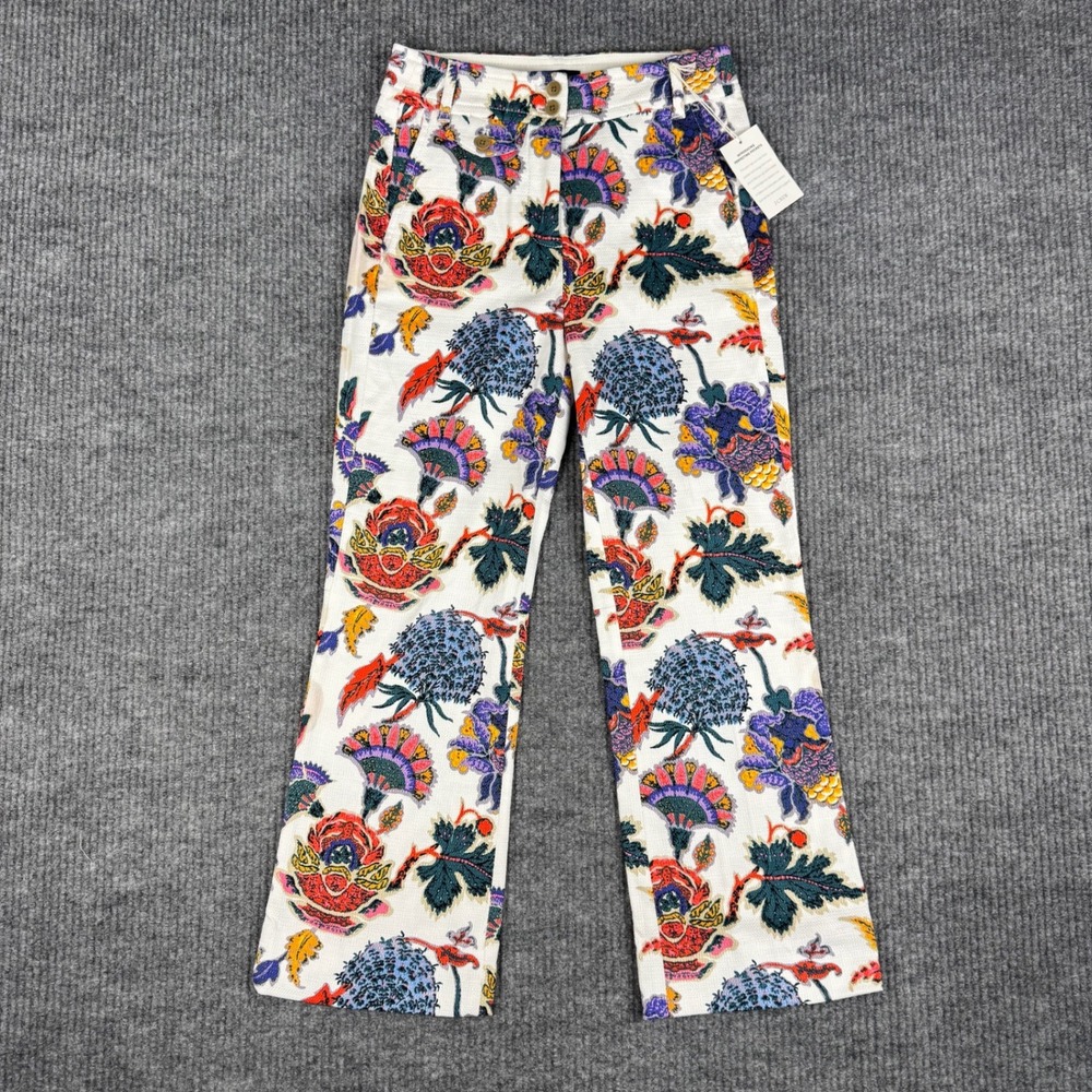 J Crew Pants Womens 00 Kickout Crop Pant Colorful Paisley Floral Preppy Cottage